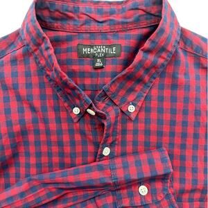 J crew Mercantile FlexMen's Button Down Shirt Red Blue Size XL Long Sleeve
